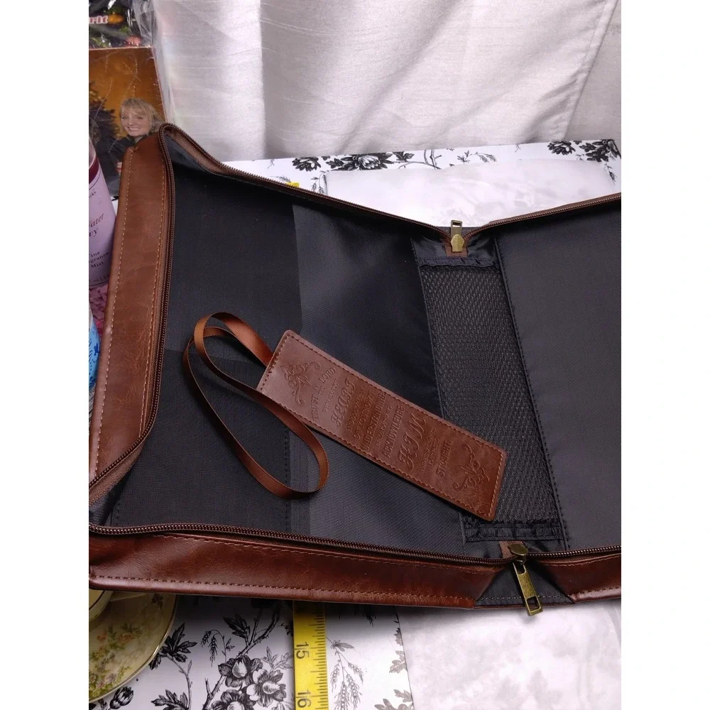 FINPAC Leather Bible Cover Carrying Book Zip Case with Zippered Pocket 12X9